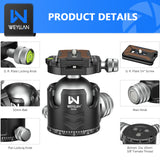 WEYLLAN DH52 Low Profile 52mm Tripod Ball Head