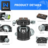 WEYLLAN RH44 Low Profile 44mm Tripod Ball Head