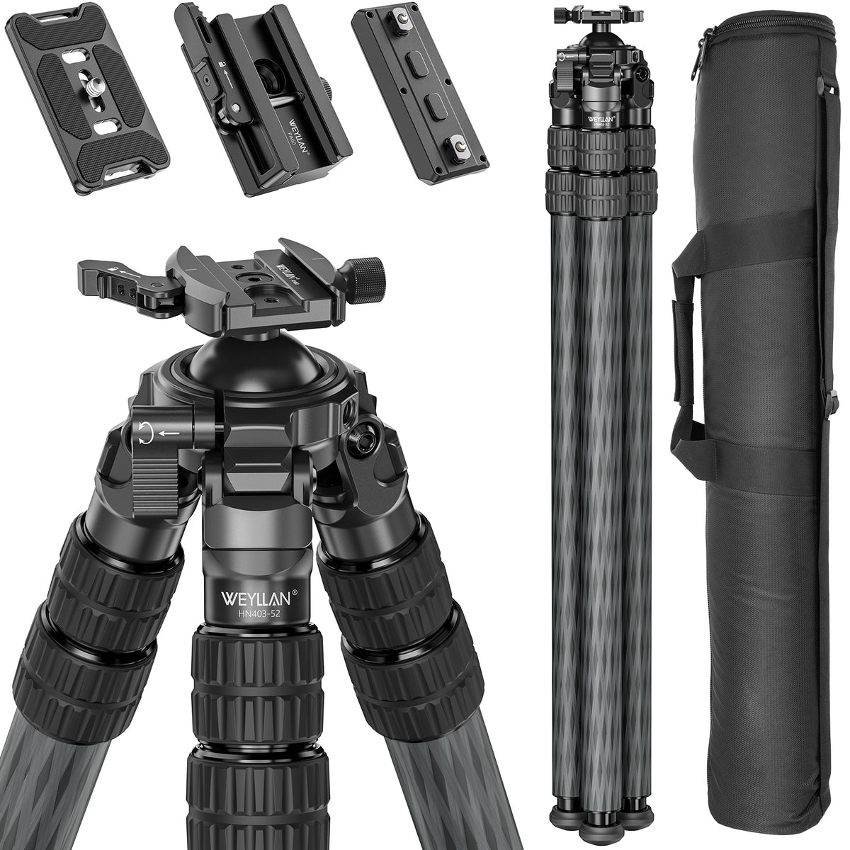WEYLLAN HN403 Lightweight Carbon Fiber Shooting Tripod - Essential for Outdoor Hunting, Precision Shooting & Field Trips