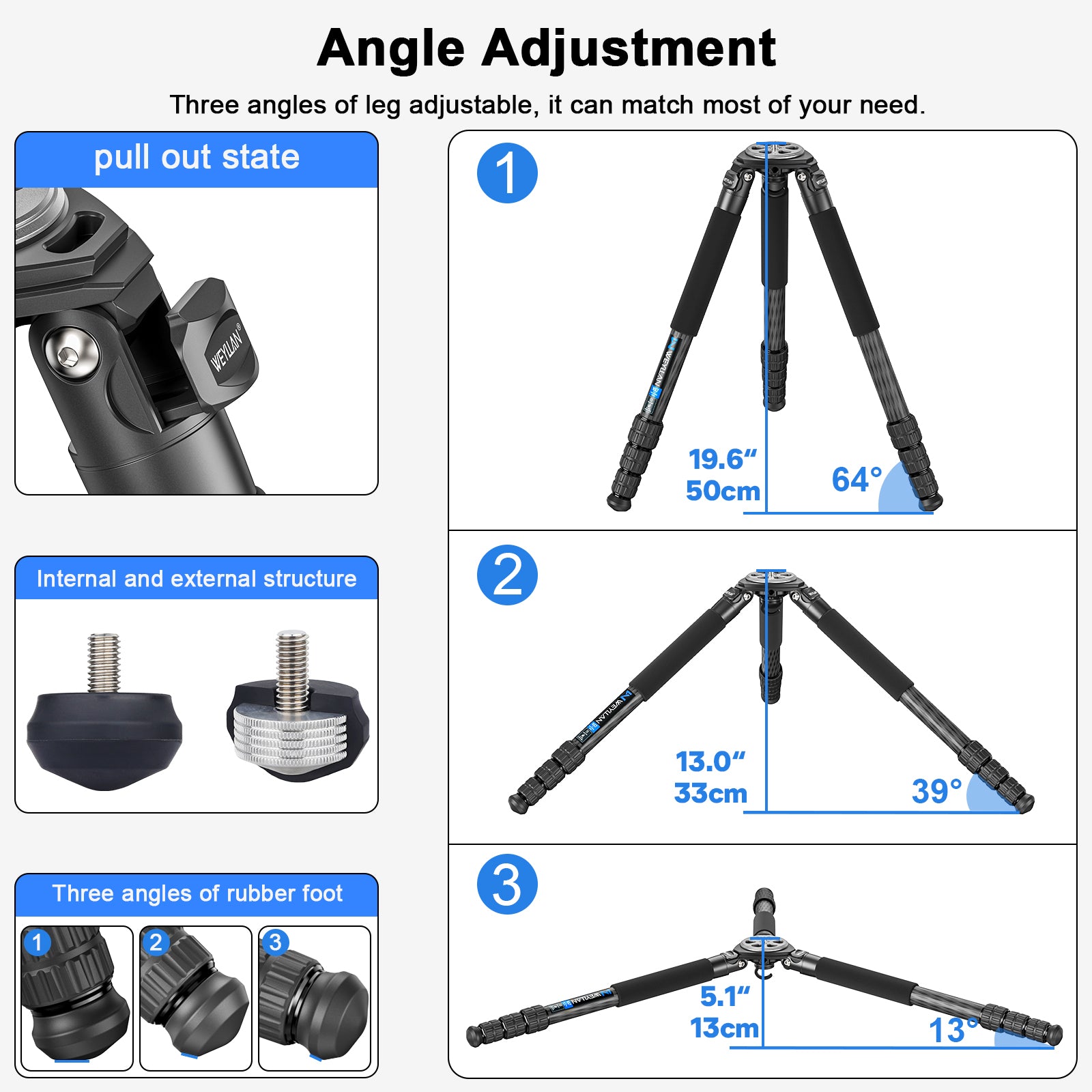 WEYLLAN NX7 Carbon Fiber Tripod with 75mm Bowl and Adapter