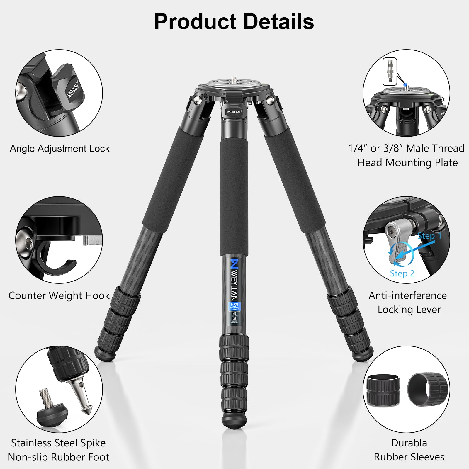 WEYLLAN NX8 Carbon Fiber Tripod